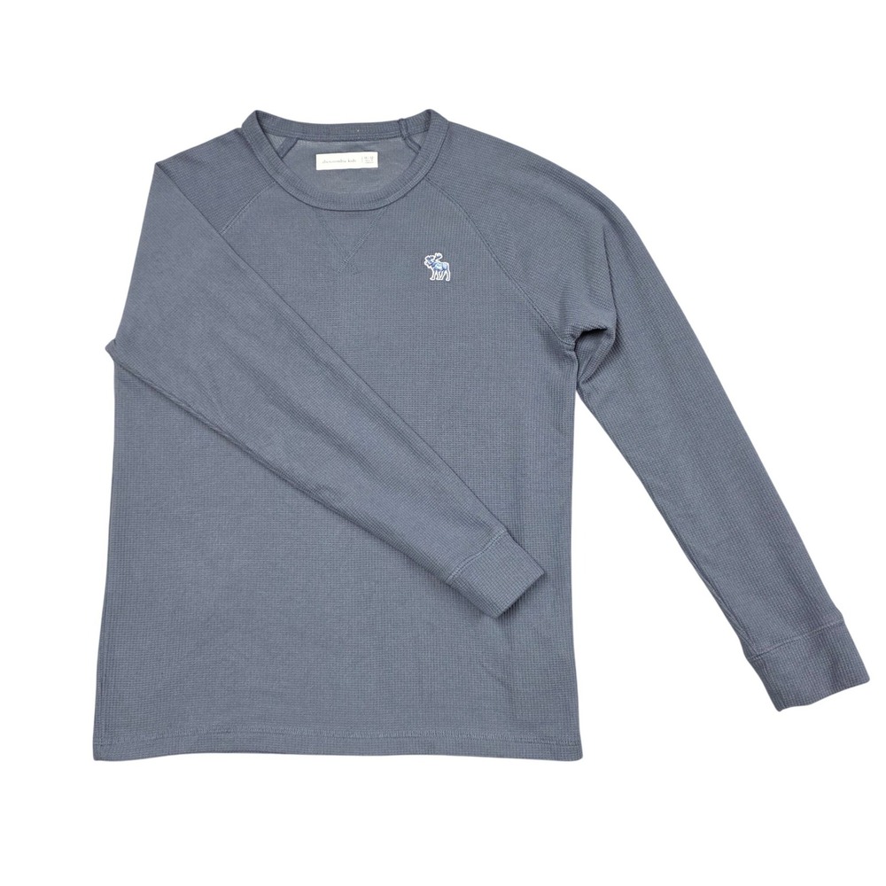 Abercrombie Kids Shirt Boys 11/12 Blue‎ Waffle Knit Long Sleeve Raglan Top EUC